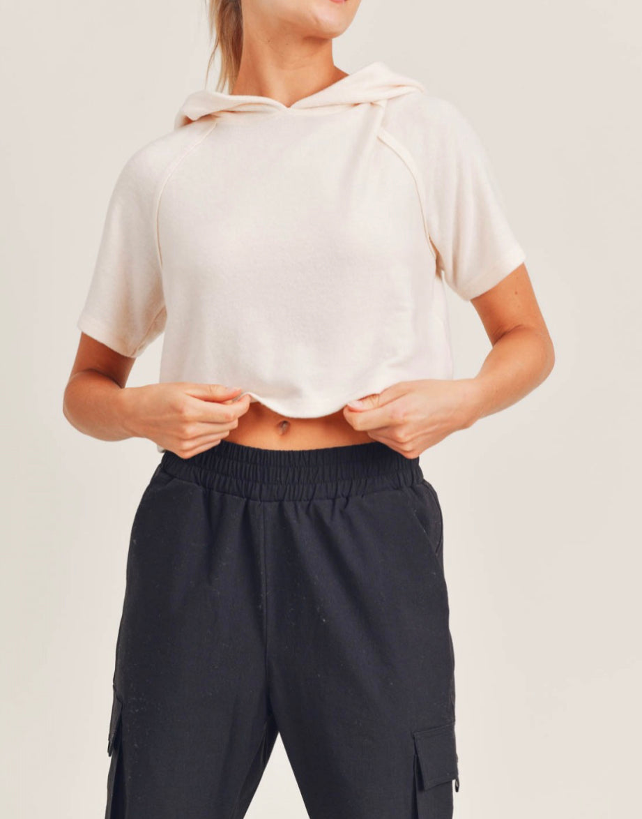 Mia's FuzzyCropped Hoddie Top
