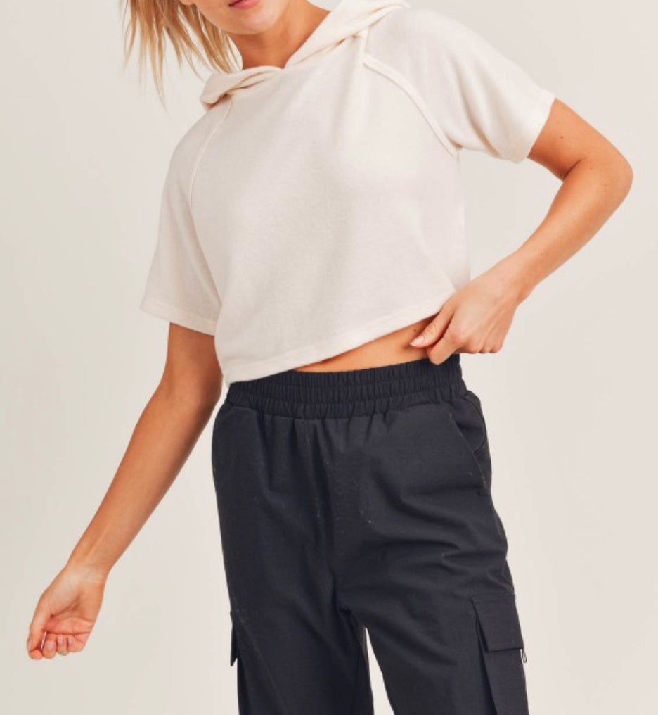 Mia's FuzzyCropped Hoddie Top