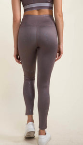 Marble Foil Print High-waist Leggings