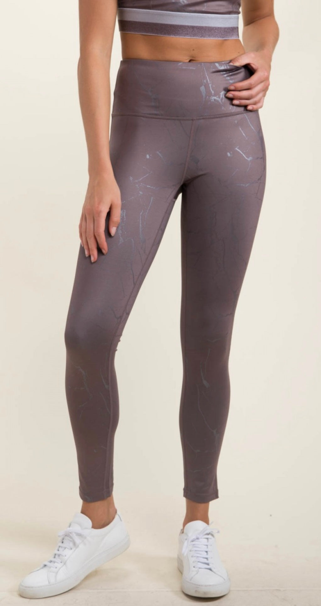 Marble Foil Print High-waist Leggings